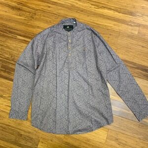 French Kiwi Designer Mens Paisley Print Button Henley Shirt Cotton Size Large‎